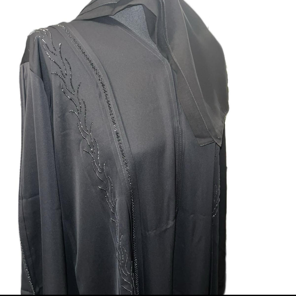 CLASSY BLACK BUTTON ABAYA