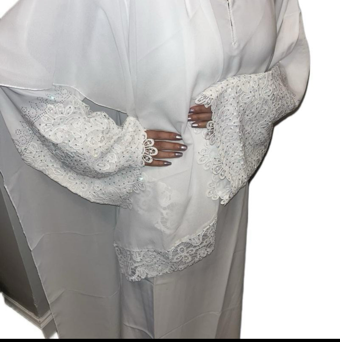 WHITE CASUAL ABAYA